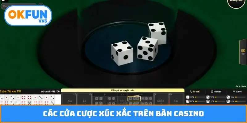 Các cửa cược xúc xắc trên bàn casino